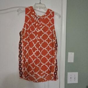 Crown & Ivy Orange Geometric Tank Top